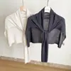 Chal de Punto de Lino para Mujer, Estilo Delgado de Primavera y Verano, Protección para el Cuello, Capa para Habitación con Aire Acondicionado, Versátil, Tacto de Alta Gama, Chal de Color Sólido