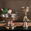 Copa de Vino Dorada de Cobre Hecha a Mano Nepalí, Nuevo Diseño Engrosado con Ocho Patrones Auspiciosos, Adorno para Decoración del Hogar