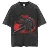 Camiseta Streetwear para Hombre Negro Lavado Hip Hop Oversize