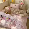 Juego de ropa de cama de cuatro piezas de algodón bordado de grado A, algodón puro, juego de sábanas de tres piezas moderno, adecuado para habitaciones de estudiantes y dormitorios, con una estética juvenil y femenina