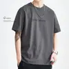 Camiseta de verano para hombre, manga corta, color blanco, estampado de letras simple, corte holgado, cuello redondo, estilo básico, moderna y a la moda