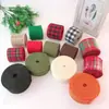 Cinta de imitación lino de 6 cm con alambre de hierro, cinta decorativa, cuadros blanco y negro, rojo y verde, rollo de lino decorativo para Navidad y festivales