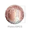 Set de decoración de fiesta de cumpleaños para niña en oro rosa con diamantes transfronterizo con platos de papel desechables, vasos y servilletas con diamantes dorados