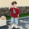 Conjunto para Niños 2026 Verano Nuevo Ropa de Verano para Niños Pantalones de Mezclilla Delgados de Manga Corta Ropa Elegante para Bebés Niños