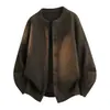 Chaqueta Suéter Cardigan Gris para Hombre Otoño Corte Limpio Estilo Perezoso Top Para Usar en Pareja Ropa de Punto Chaqueta