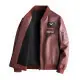 Nueva Chaqueta de Cuero Otoño e Invierno 2024 con Bordado Pesado, Estampado de Cabeza India, Cuello Alto, Chaqueta Biker Americana Vintage