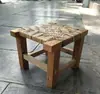 Banqueta de Bambu Rattan Artesanal Dehong Dai de Yunnan Banqueta Tengmiao de Quatro Pernas Banqueta Quadrada para Hotel
