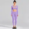 Dfyne Roupa de Yoga Manga Longa Transfronteiriça Tops Esportivos de Secagem Rápida Roupa Fitness Roupa Esportiva para Treinamento de Corrida Terno Feminino