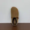 Versión de Piel de Vaca~Estilo Perezoso Casual Zapatillas de Media Punta Cerradas de Suela Gruesa para Mujer, Zapatos Birkenstock de Piel Genuina Retro Cálidos con Forro de Felpa