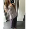Top de protección solar semitransparente color lila claro, suave y amigable con la piel para mujer, delgado, con caída, casual, adelgazante, adecuado como capa exterior, camisa de verano para aire acondicionado, manga larga