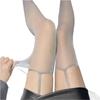 Medias Panty Sexy Atractivas Transparentes con Brillo Perlado y Purpurina Plateada Medias de Lencería Negras
