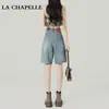 Shorts de Mezclilla de Cinco Puntos de Cintura Alta para Mujer Verano 2025 Moda Nueva Rectos Sueltos Pantalones Medianos de Cinco Puntos