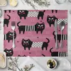 Jogos Americanos Geométricos Simples para Gato de Estimação Doméstico Retangular Lavável Tapete de Mesa Tapete para Comida Ocidental para Hotel e Restaurante