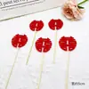 Decoração de bolo com caractere Xi duplo plug-in não tecido vermelho metal casamento acessórios de panificação inserção de bandeira inserção de etiqueta para mesa de sobremesas