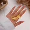 Anel Aberto de Flor de Cinco Pétalas 3D Personalizado Transfronteiriço Europeu e Americano Anel de Moda Metálico Envolvente Exagerado Estilo Ins para Mulheres