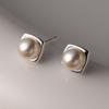Pendientes Cuadrados de Perla en Plata de Ley 925 por Todas Partes, Estilo Coreano, Simples y Elegantes, Adecuados para el Trabajo Diario, con un Ambiente Hermoso y Juvenil, 0715A