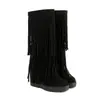 Botas Martin Redondas Sem Cadarço Cor Sólida Tamanhos 35-44 para Mulheres, Botas de Cano Médio para Outono e Inverno, Estilo Europeu e Americano, Salto Anabela, Sola Macia de Borracha Antiderrapante