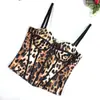 Top Sexy de Cuero Sintético con Estampado de Leopardo para Moldear el Cuerpo con Copas para Apretar el Abdomen y Dar Forma al Cuerpo Sujetador de Ballenas de Gama Alta para Usar como Prenda Exterior
