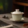 Pieza Abierta Ala de Cigarra Horno Ru Tazón Cubierto Sancai Taza de Té Individual Hogar Oficina Tazón de Té Té Té Tostado Juego de Té Kung Fu