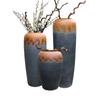Vaso de Chão Grande Cerâmico Antigo Retro Jingdezhen Pote de Cerâmica Grossa Recipiente para Flores Secas Vaso de Flores de Barro Decoração Suave
