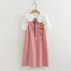 25027 Traje de Vestido Corazón Strb Verano 2025 Nuevo Dulce Vestido Camisa con Cuello de Muñeca Japonés