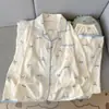 Otoño Nube Algodón Ropa de Casa para Mujer Sencilla Estrellas de Cielo Completo Manga Larga Pantalón Largo Holgado Talla Extra Dulce Juego de Pijama con Encaje