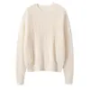 Novedad Otoño/Invierno 2026 Suéter de Punto Redondo de Seda y Cachemira Manga Larga para Mujer Color Sólido Tejido de Trenzas Suave y Liso Top Base