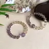 Cuentas Redondas de Amatista Natural, Perlas, Citrino Amarillo, Piedra Natal que Atrae Riqueza y Cambia la Fortuna para Mujeres, Pulsera de Múltiples Gemas, Nuevo Estilo de Verano