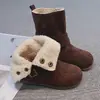 Botas de Cano Médio Merlot Forradas com Lã para Meninas Estilo Coreano 2025 Inverno Novo Estilo Botas para Meninas Solado Macio para Bebê Botas de Algodão de Uso Duplo