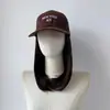 Combinação de chapéu e peruca para comércio exterior transfronteiriço para mulheres, boné de beisebol bordado com cabelo liso médio-longo estilo europeu e americano, fornecimento de touca peruca realista