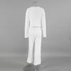 2024 Europeo y Americano Invierno Blanco Tejido Suelto Cómodo Manga Larga Pantalón Dos Piezas Transfronterizo Ropa de Casa para Mujer Venta al por Mayor