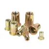 Porcas Rivet de Aço Carbono Zincado Colorido com Cabeça Escareada Pequena e Listras Verticais, Porcas Rivet de Cabeça Chata Recartilhada M4-M12