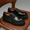 Zapatos Derby de Piel de Vaca de Primera Capa con Suela Gruesa para Hombre, Nuevos Zapatos de Cuero de Moda que Aumentan la Altura, Zapatos Casuales Versátiles Negros con Suela Gruesa, Estilo Británico