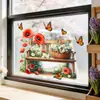 Xino Jdt-A654 Amapola Margarita Silla Larga Ventana Mariposa Pegatina Estática Adhesión Estática Extraíble Balcón Dormitorio Vidrio Pegatina