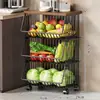 Estante de almacenamiento de cocina para cestas de frutas y verduras, estante de almacenamiento de juguetes y bocadillos para la sala de estar, carrito pequeño multifuncional de pie para uso doméstico