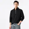 Camiseta interior básica de lana merino de color liso con media cremallera para pareja, antibacteriana 10A, cálida de manga larga, en stock