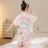 Seda Gelo 2025 Novo Pijama de Menina Verão Curto Fino Crianças Meninas Crianças Grandes Kuromi Roupa de Casa Verão Estilo Fresco