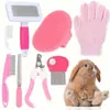 Kit de aseo para conejos, set de cuidado, cortaúñas, peine para pulgas, cepillo de baño, guantes, peine de limpieza