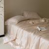 Juego de cuatro piezas de verano francés de alta gama Lyocell Tencel Fresco Nude para Dormir Sedoso Encaje Cubre Edredón Ropa de Cama de Alta Gama