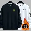 Sudadera para hombre, nuevo estilo otoño e invierno, cuello redondo, corte holgado, forrada de felpa, engrosada, sin capucha, prenda para pullover, chaqueta de manga larga para hombre para jóvenes