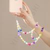 Cadena para teléfono móvil con cuello halter largo y colorido, con cuentas acrílicas, ideal como bandolera portátil.