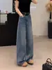 Ropa de Mujer Tallas Grandes 2025 Otoño Nueva Moda Jeans de Cintura Alta Pierna Ancha para Gorditas mm Sueltos Estilizadores Rectos Pantalones de Largo Completo