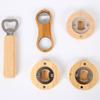 Abridor de botellas de madera antiguo, abridor de botellas con imán magnético redondo para refrigerador, abridor de botellas de cerveza de acero inoxidable, abridor de tapas de madera maciza