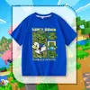 Camiseta Infantil de Manga Curta de Zumbi do Minecraft para Meninos e Meninas, Verão, Algodão Puro, Desenho Animado, Estilosa, Versátil