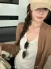 KAPOKConjunto de Duas Peças Cardigan de Tricô Tencel Sem Botões + Colete Versátil Sem Mangas 26771