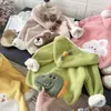 Cárdigan infantil grueso con forro de polar, cálido y elegante para otoño e invierno, con una sudadera con capucha de felpa temática de dibujos animados, perfecta como abrigo cálido para niños pequeños y bebés.
