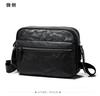 Bolso Bandolera de Hombro de Cuero de Curación Vegetal Completa con Grano Manual Bolso Bandolera Sandwich de Cuero Genuino Bolso de Hombro Casual para Trabajar para Hombre
