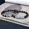 Pulsera de Obsidiana Natural para Mujer Nuevo Estilo Chino Pulsera para Mujer Obsidiana Plateada Imitación Color Azul Mar Pulsera Lujo Ligero
