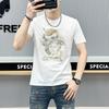 Estação europeia 2024 nova camiseta masculina de manga curta com estampa de strass Medusa casual respirável de manga curta
