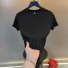 Camiseta de Verano de Alta Gama Nueva Jacquard Hueco de Manga Corta para Hombre Cuello Redondo Moderna Casual Versátil Top de Media Manga Capa Base